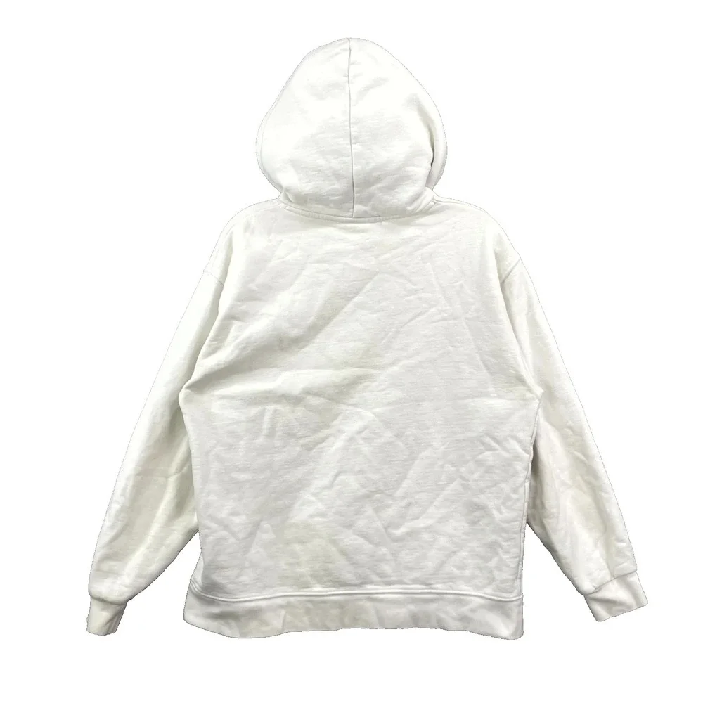 Dayze Cool Hoodie Mens Small Cream Graphic‎ Print Durex Crown Logo Fleece Lined